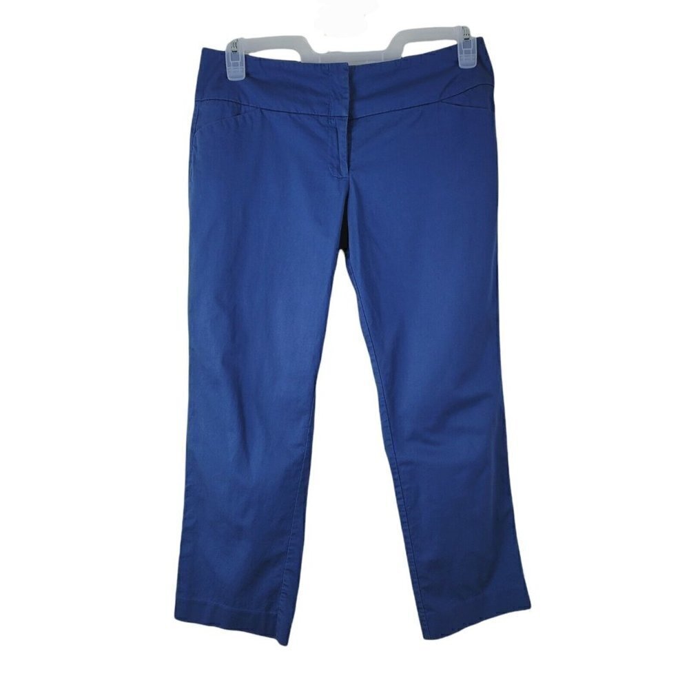 New York & Co Sz 10 Womens Capri Pants Blue Vintage Business Casual Mid/Low Rise